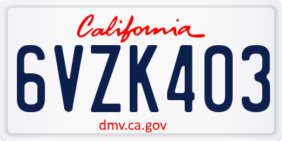 CA license plate 6VZK403