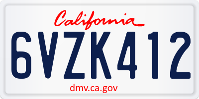 CA license plate 6VZK412