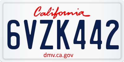 CA license plate 6VZK442