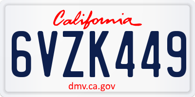CA license plate 6VZK449