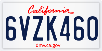 CA license plate 6VZK460