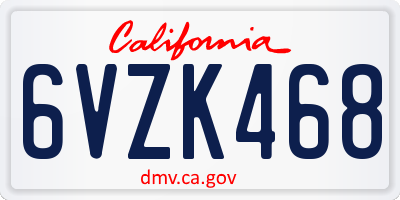 CA license plate 6VZK468