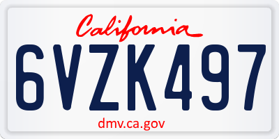 CA license plate 6VZK497