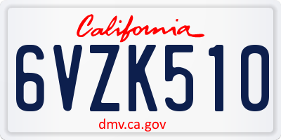 CA license plate 6VZK510