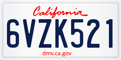 CA license plate 6VZK521