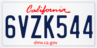 CA license plate 6VZK544