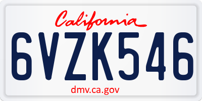 CA license plate 6VZK546