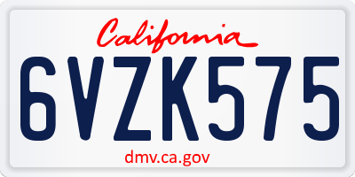 CA license plate 6VZK575