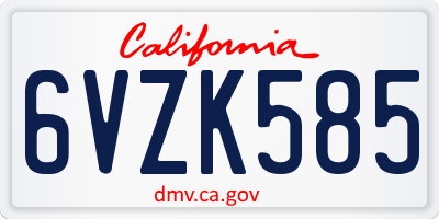 CA license plate 6VZK585