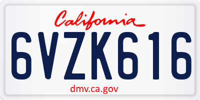 CA license plate 6VZK616