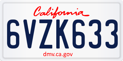 CA license plate 6VZK633