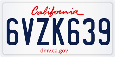 CA license plate 6VZK639