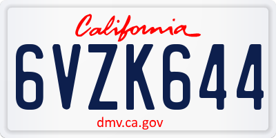 CA license plate 6VZK644