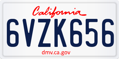 CA license plate 6VZK656