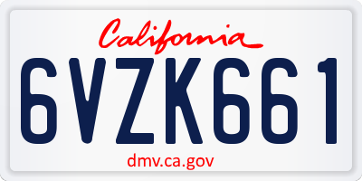 CA license plate 6VZK661