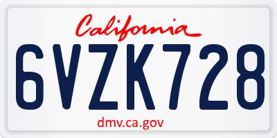 CA license plate 6VZK728