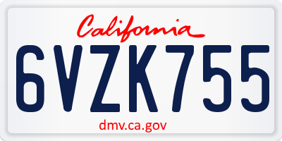 CA license plate 6VZK755