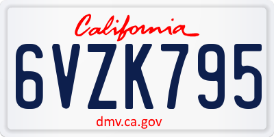 CA license plate 6VZK795