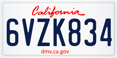 CA license plate 6VZK834