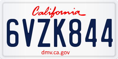 CA license plate 6VZK844