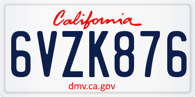 CA license plate 6VZK876