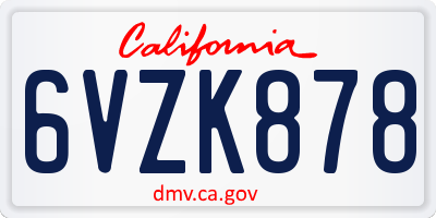 CA license plate 6VZK878