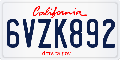 CA license plate 6VZK892