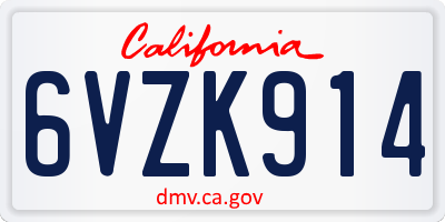 CA license plate 6VZK914