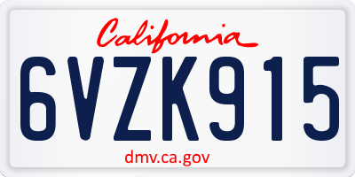 CA license plate 6VZK915