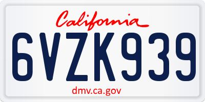 CA license plate 6VZK939
