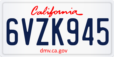 CA license plate 6VZK945