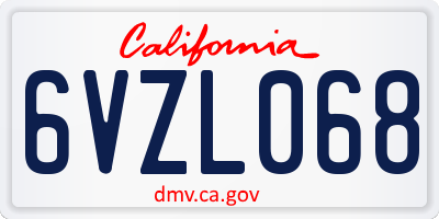 CA license plate 6VZL068