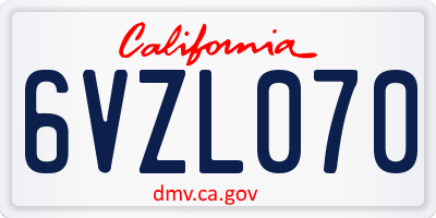 CA license plate 6VZL070