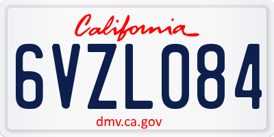 CA license plate 6VZL084