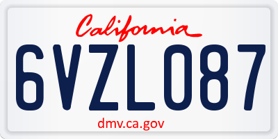 CA license plate 6VZL087