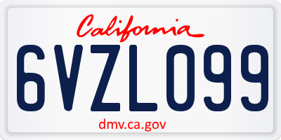 CA license plate 6VZL099
