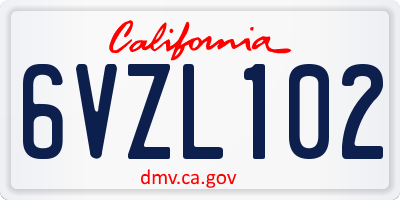 CA license plate 6VZL102