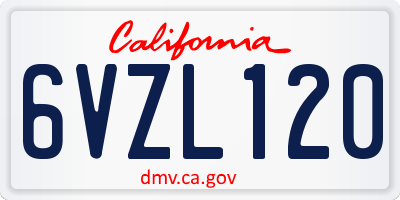 CA license plate 6VZL120