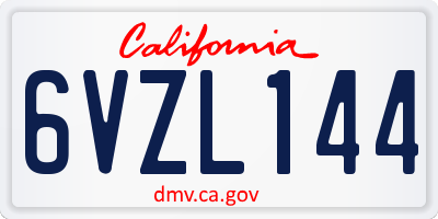 CA license plate 6VZL144