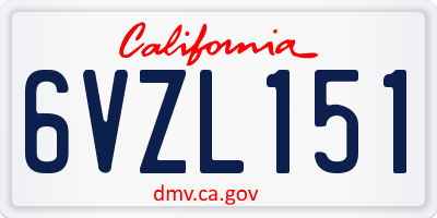 CA license plate 6VZL151