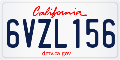 CA license plate 6VZL156