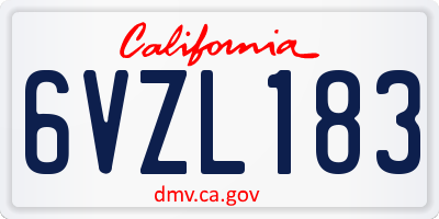 CA license plate 6VZL183
