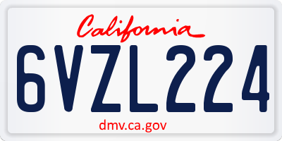 CA license plate 6VZL224