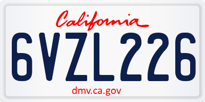 CA license plate 6VZL226