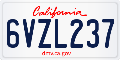 CA license plate 6VZL237