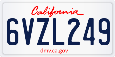 CA license plate 6VZL249