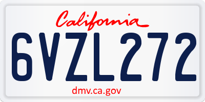 CA license plate 6VZL272