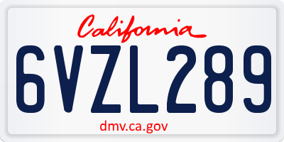 CA license plate 6VZL289