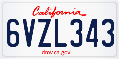 CA license plate 6VZL343