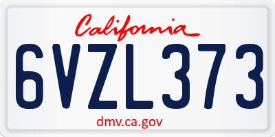 CA license plate 6VZL373